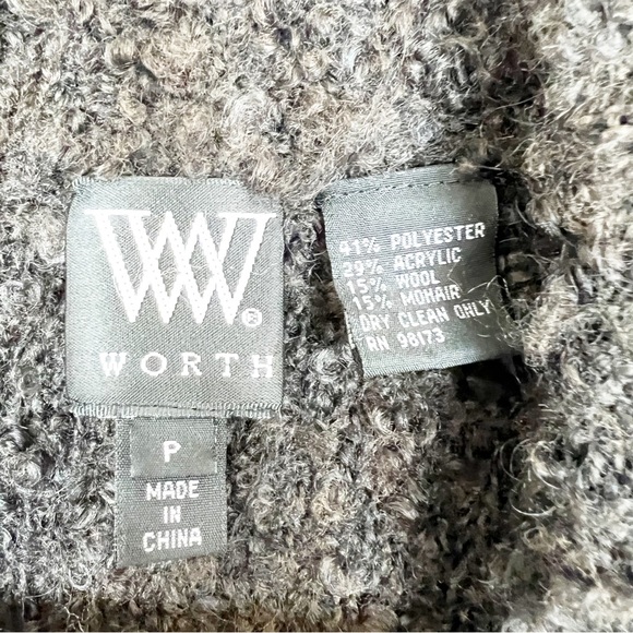 W By Worth Chunky Boucle Knit Open Front Cardigan Sweater Brown Size - Picture 5 of 5